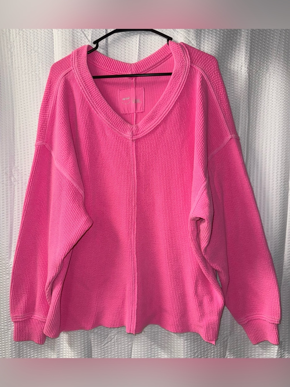 Aerie waffle blouse Size L